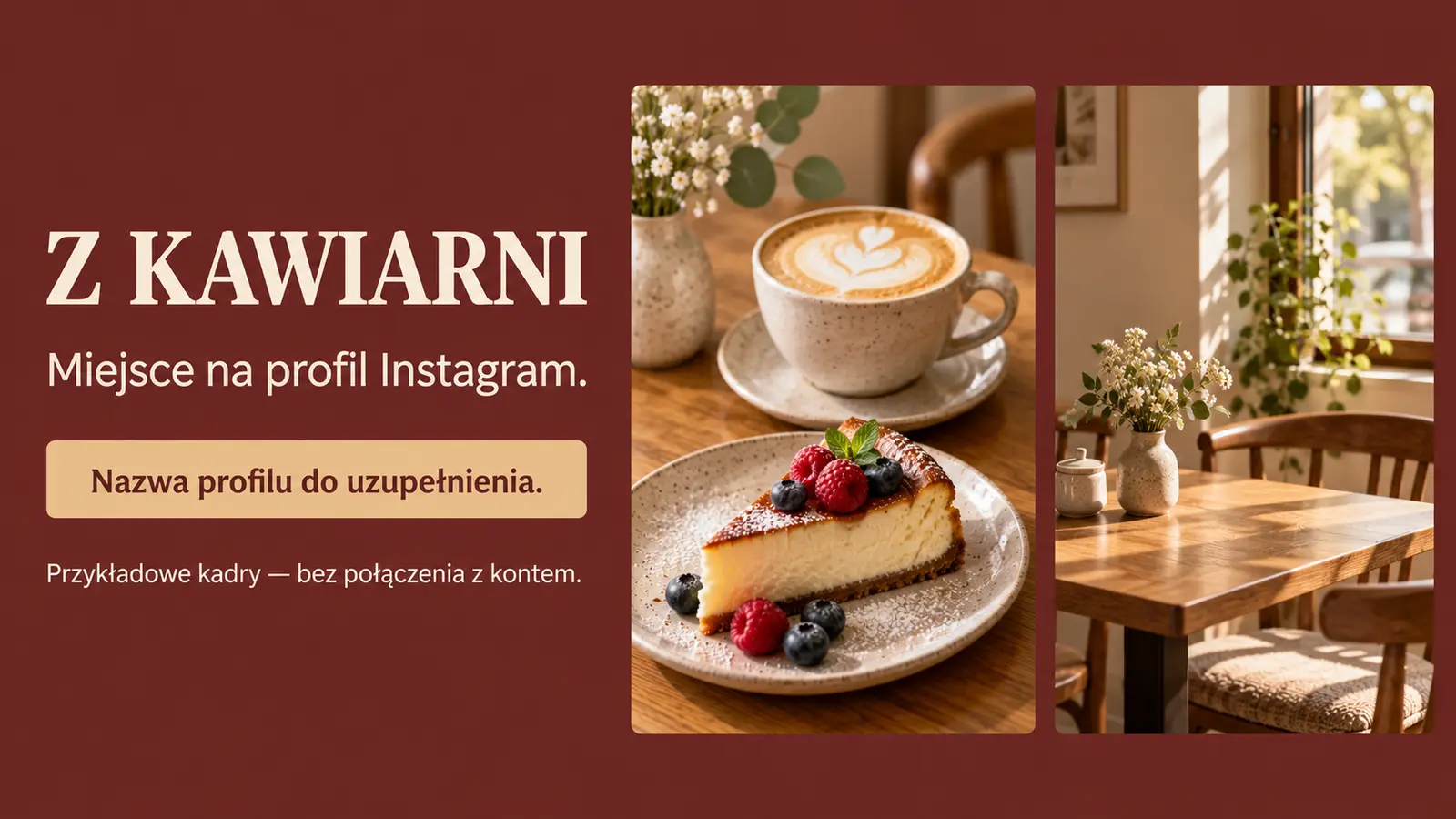 Projekt szablonu Menu dla kawiarni — sekcja Profil Instagram
