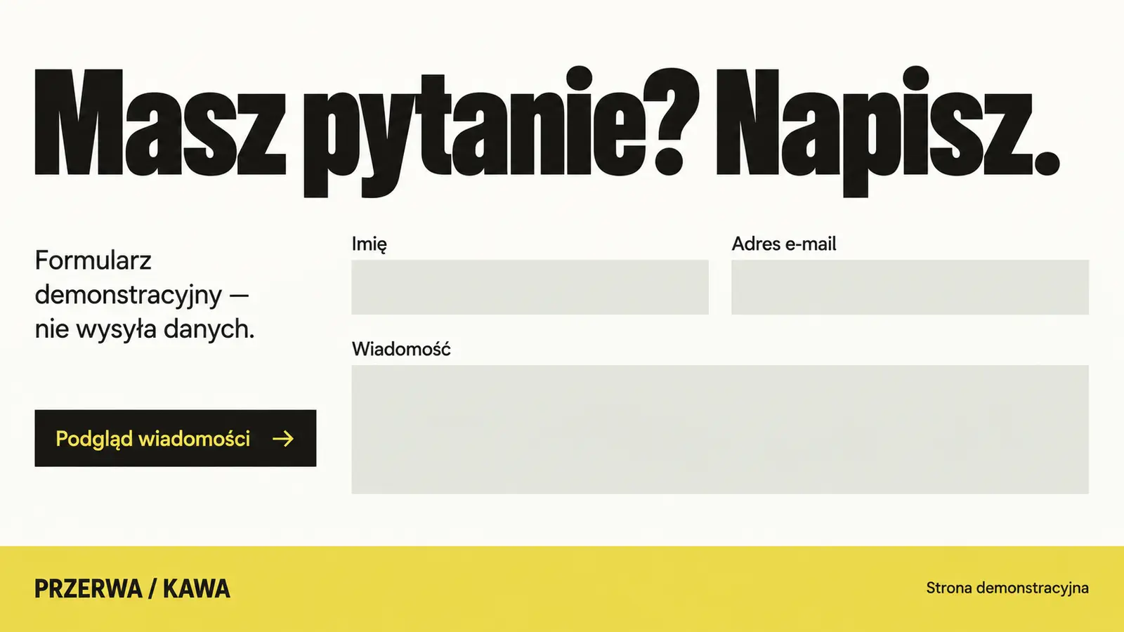 Projekt szablonu Nowoczesny dla kawiarni — sekcja Kontakt