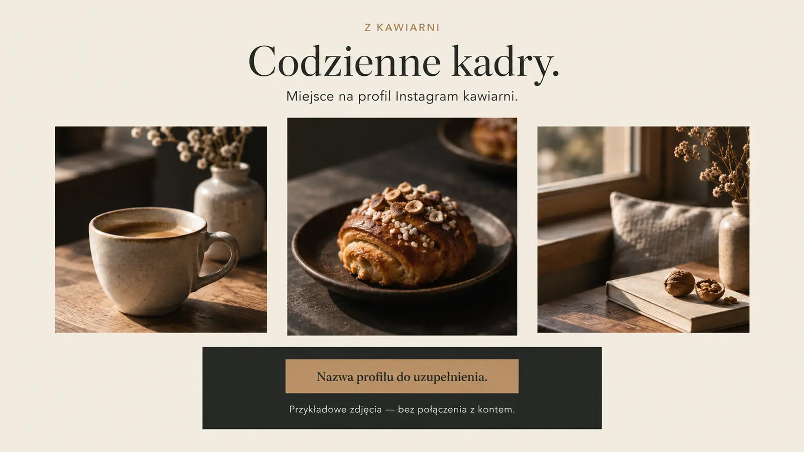 Projekt szablonu Premium dla kawiarni — sekcja Miejsce na Instagram