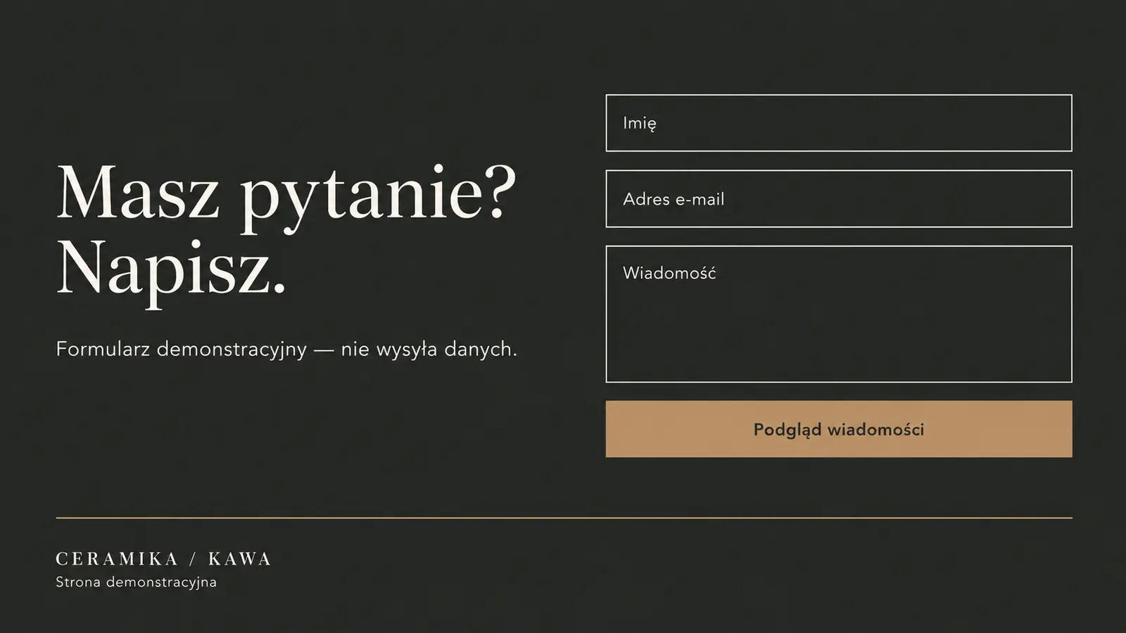 Projekt szablonu Premium dla kawiarni — sekcja Kontakt