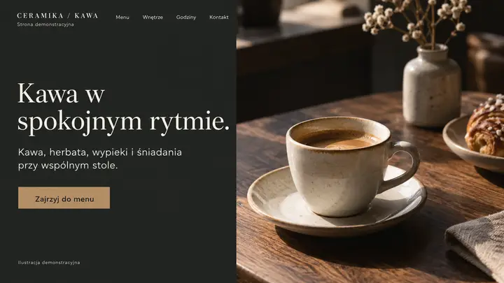 Projekt szablonu Premium dla branży Kawiarnia — pierwszy ekran