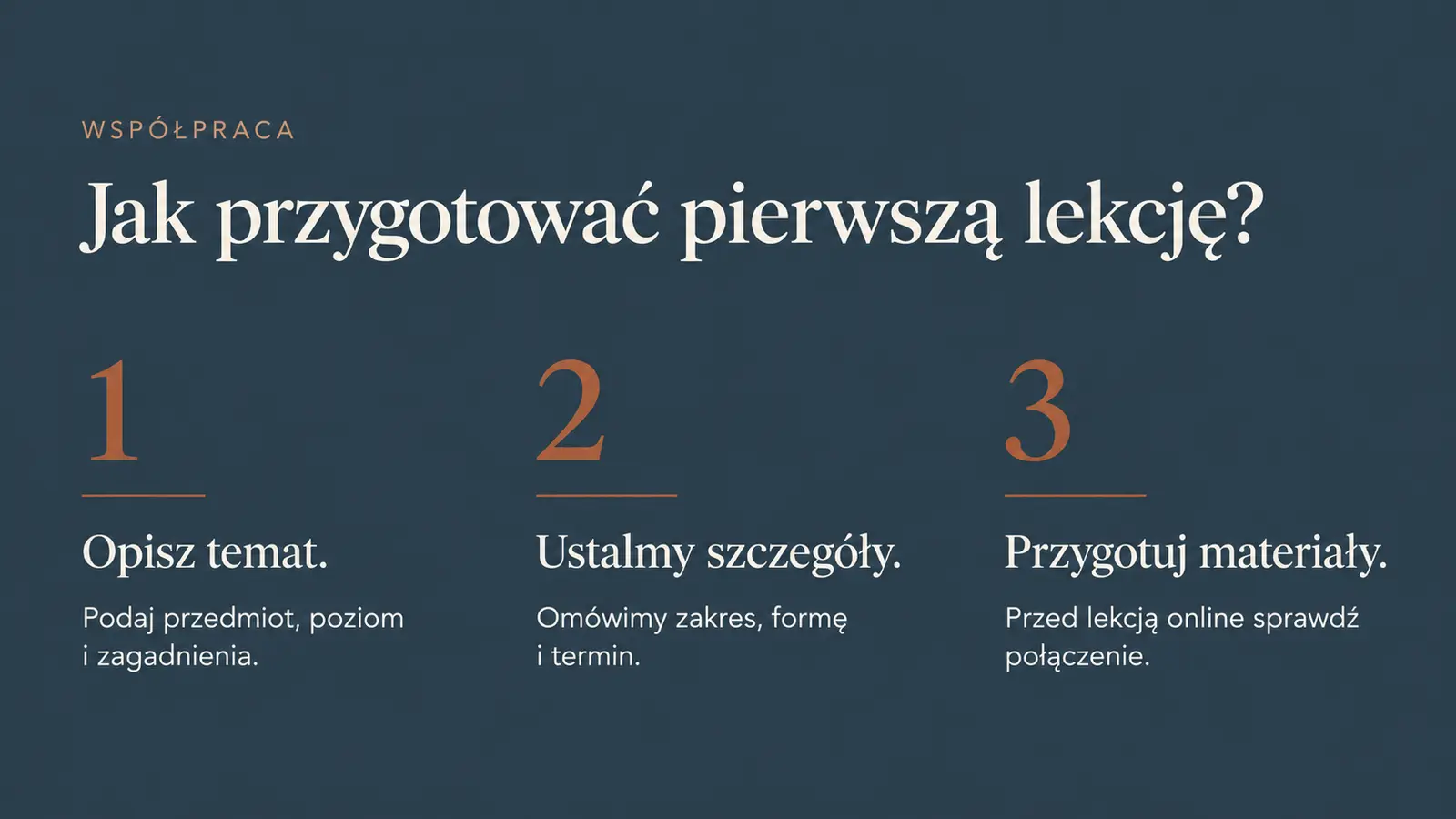 Projekt szablonu Ekspert dla korepetytora — sekcja Przebieg współpracy