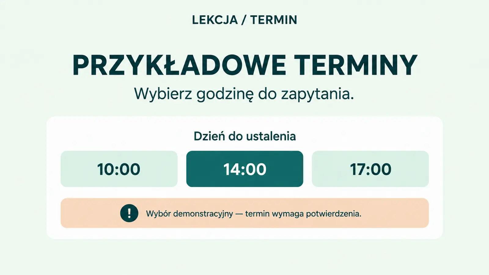 Projekt szablonu Rezerwacje dla korepetytora — sekcja Terminy