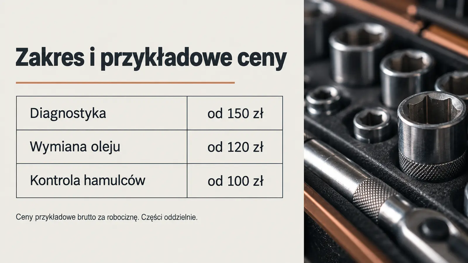 Projekt szablonu Galeria dla warsztatu samochodowego — sekcja Usługi i ceny