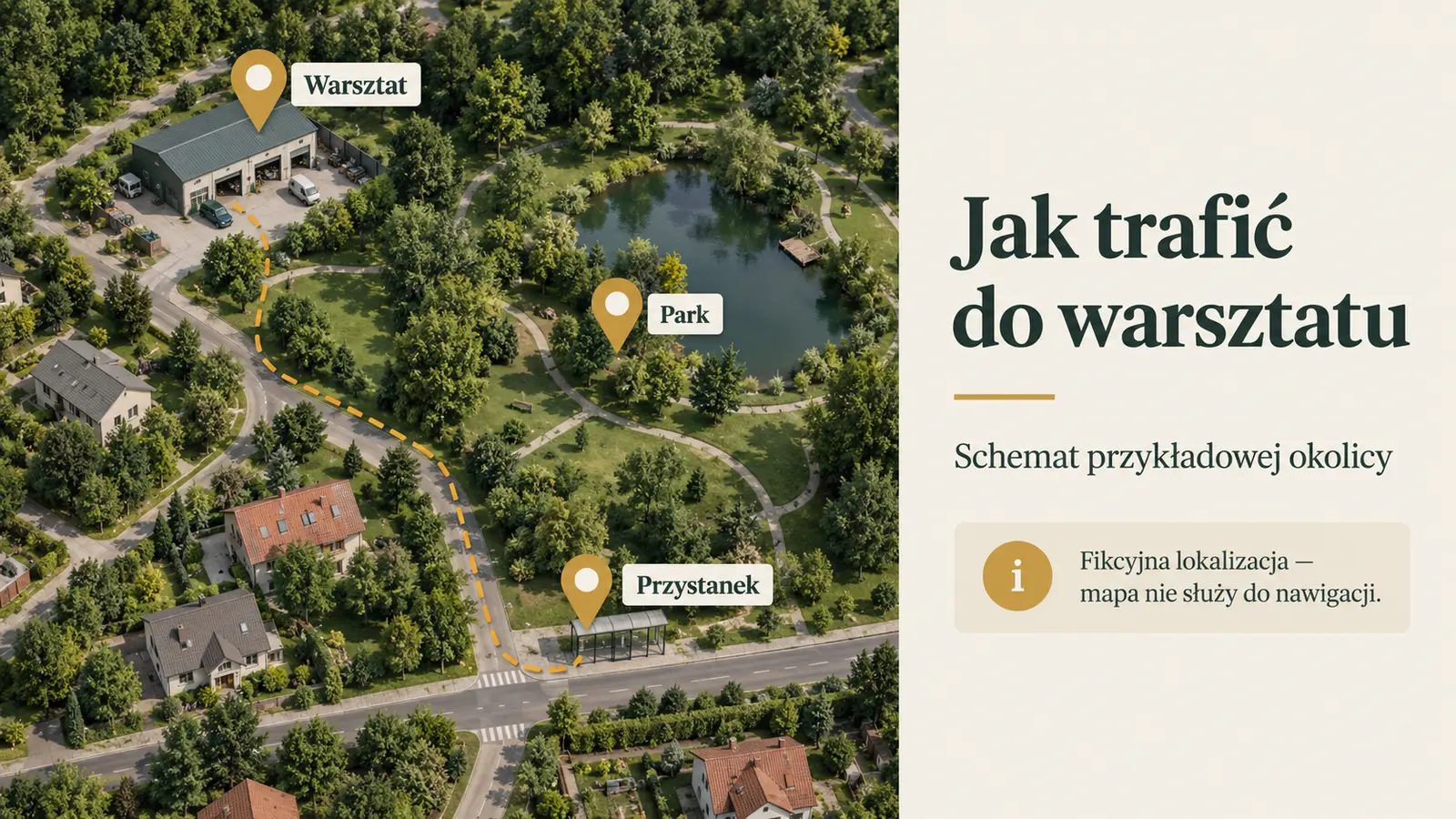 Projekt szablonu Lokalny dla warsztatu samochodowego — sekcja Okolica