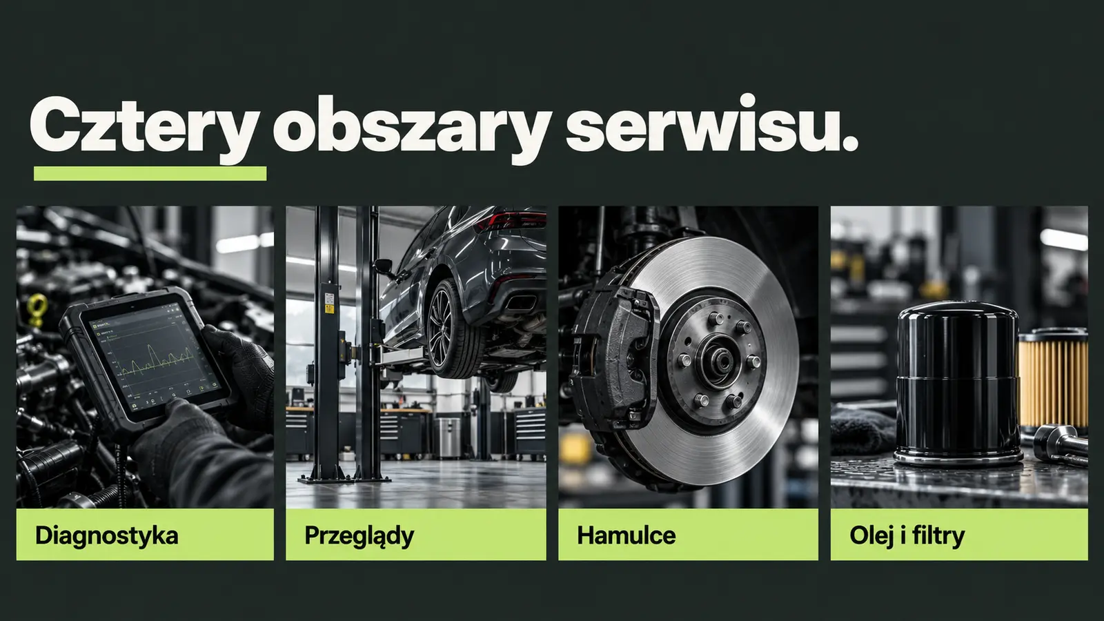 Projekt szablonu Nowoczesny dla warsztatu samochodowego — sekcja Serwis