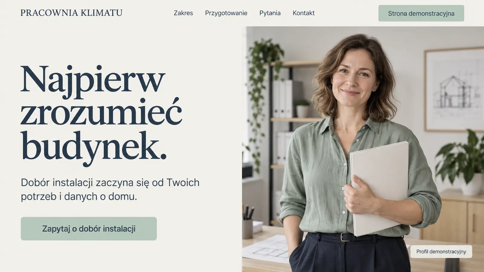 Projekt szablonu Ekspert dla instalatora pomp ciepła — sekcja Rozmowa z wykonawcą
