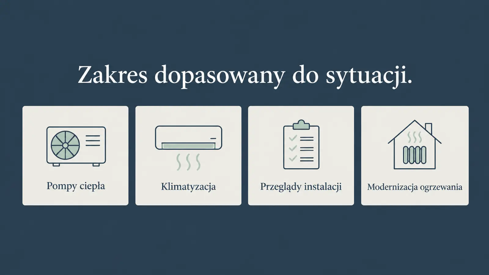 Projekt szablonu Ekspert dla instalatora pomp ciepła — sekcja Obszary pracy