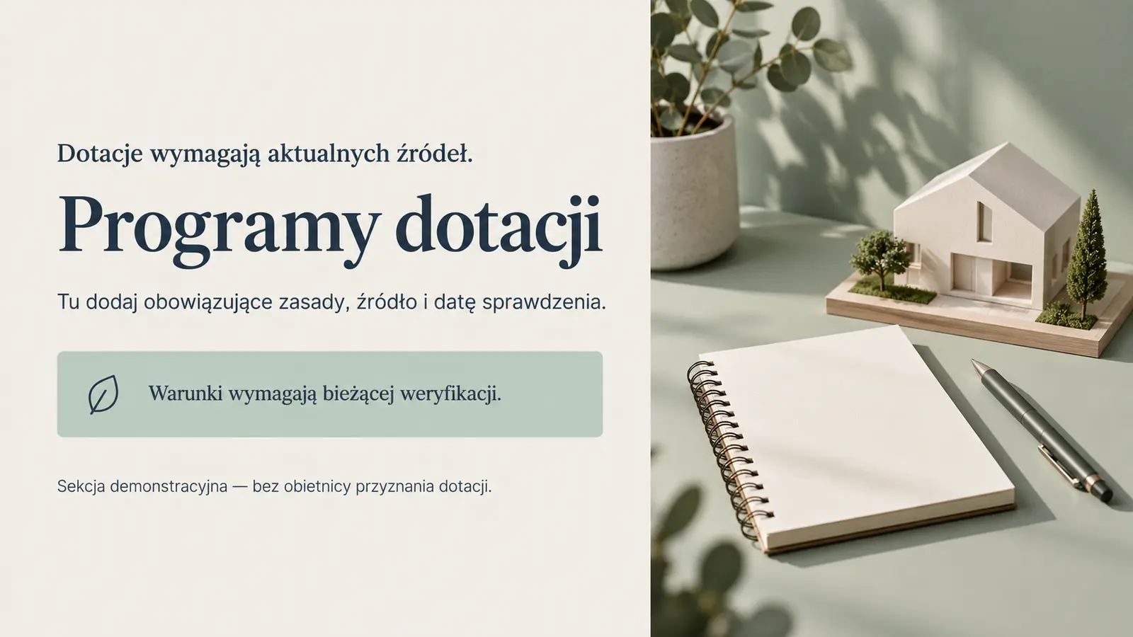 Projekt szablonu Ekspert dla instalatora pomp ciepła — sekcja Aktualne źródła