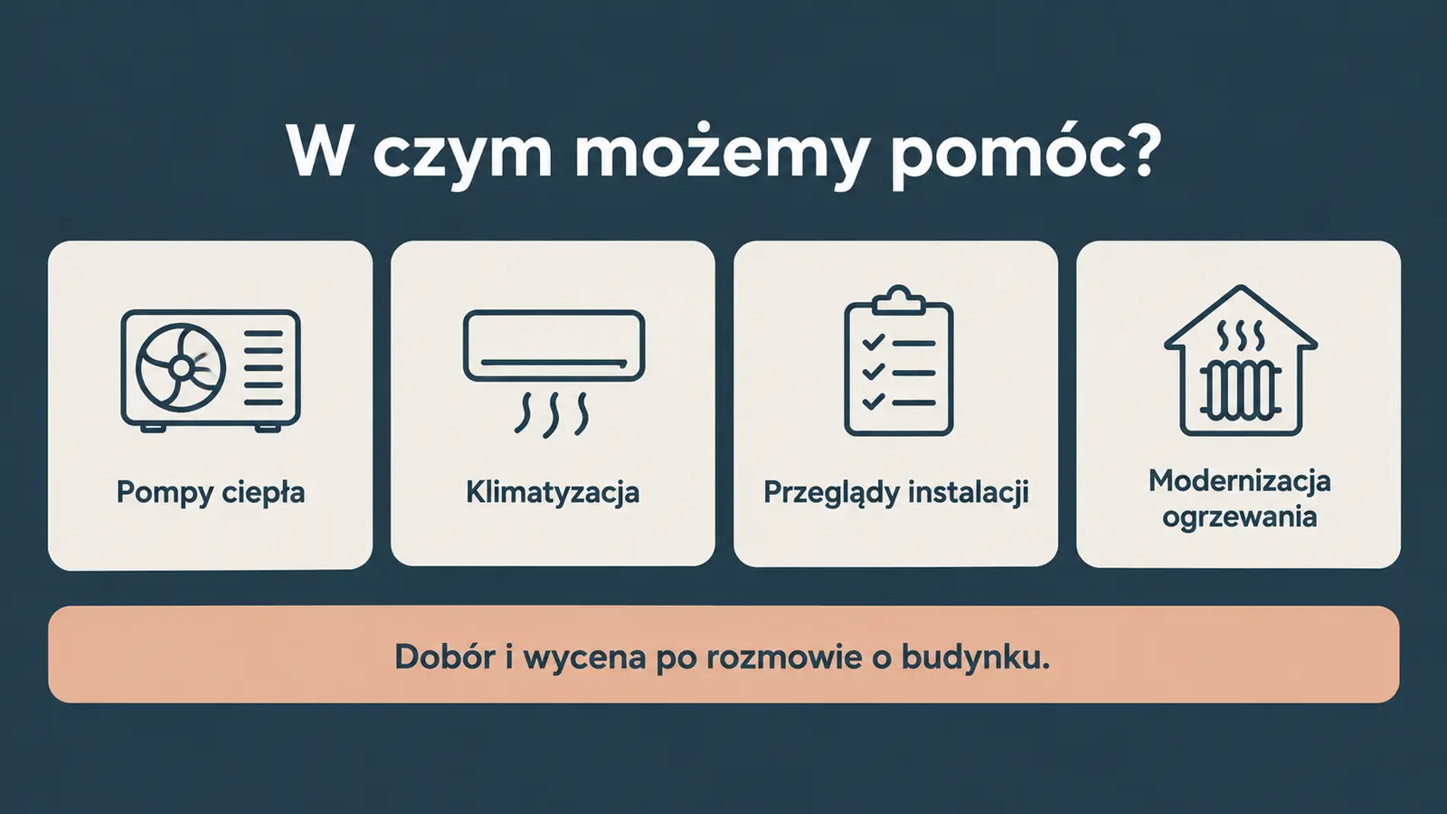 Projekt szablonu Lokalny dla instalatora pomp ciepła — sekcja Oferta