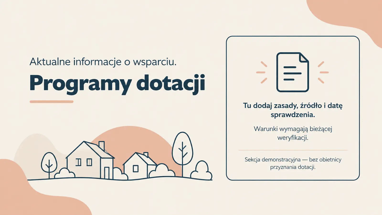 Projekt szablonu Lokalny dla instalatora pomp ciepła — sekcja Informacje lokalne