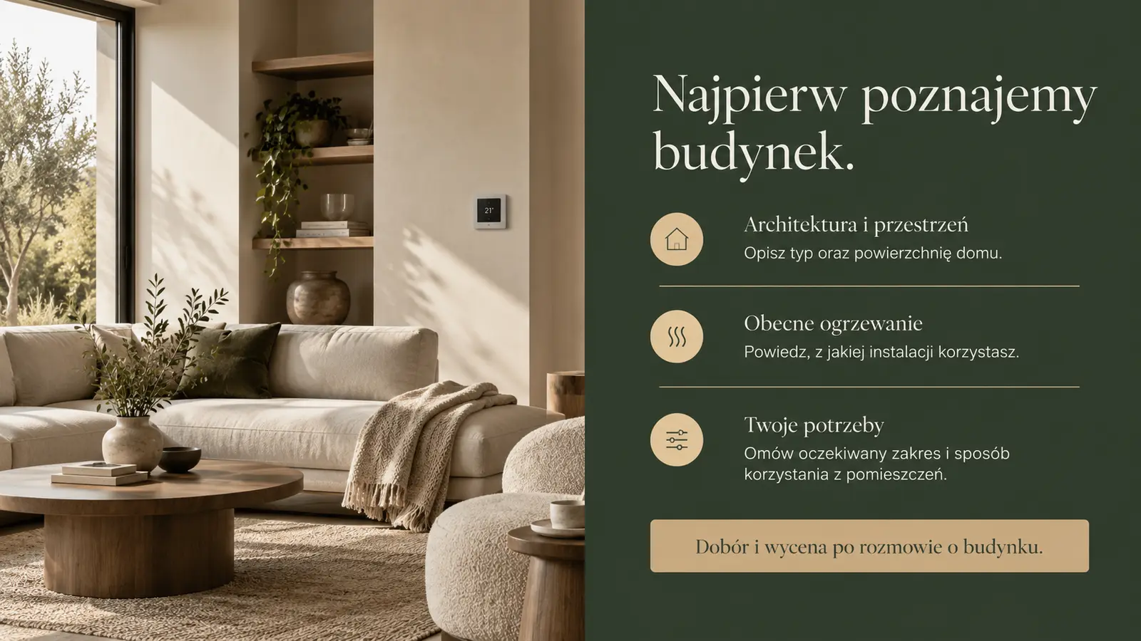 Projekt szablonu Premium dla instalatora pomp ciepła — sekcja Indywidualna rozmowa