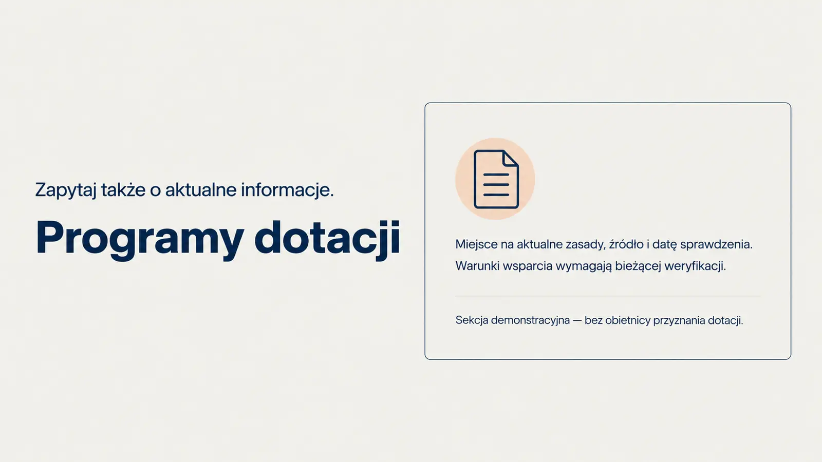 Projekt szablonu Szybki kontakt dla instalatora pomp ciepła — sekcja Dotacje