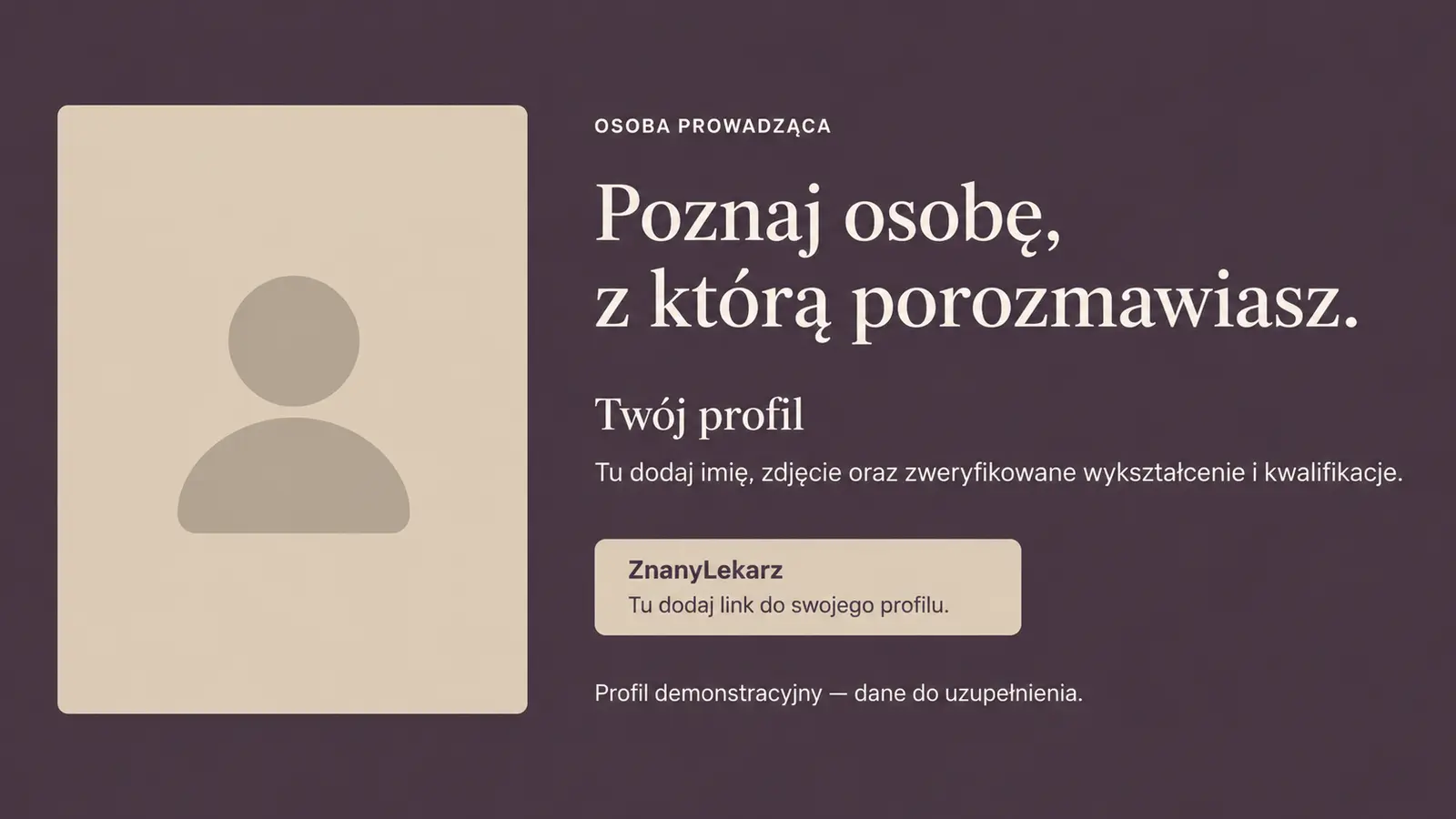Projekt szablonu Premium dla psychologa — sekcja Miejsce na zweryfikowany profil