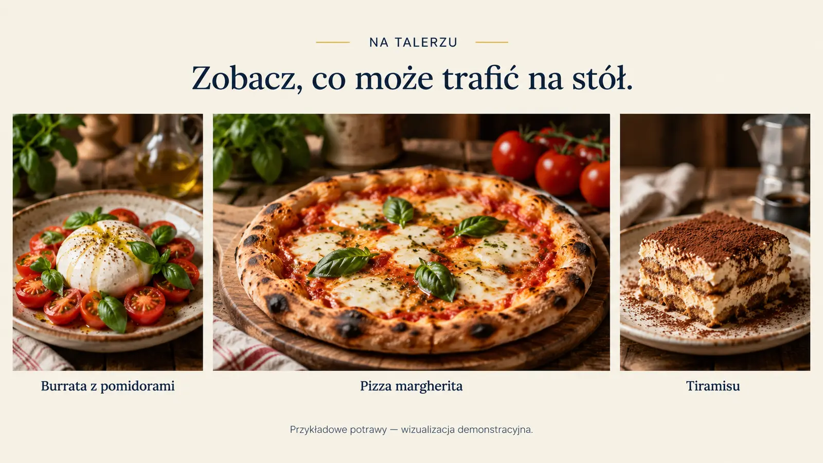 Projekt szablonu Galeria dla restauracji — sekcja Galeria dań