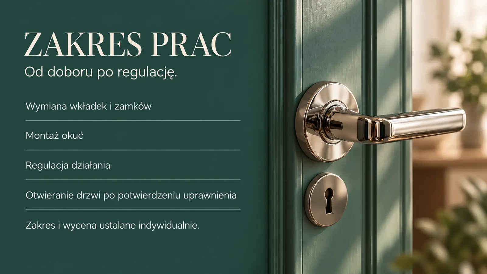 Projekt szablonu Galeria dla ślusarza — sekcja Zakres prac