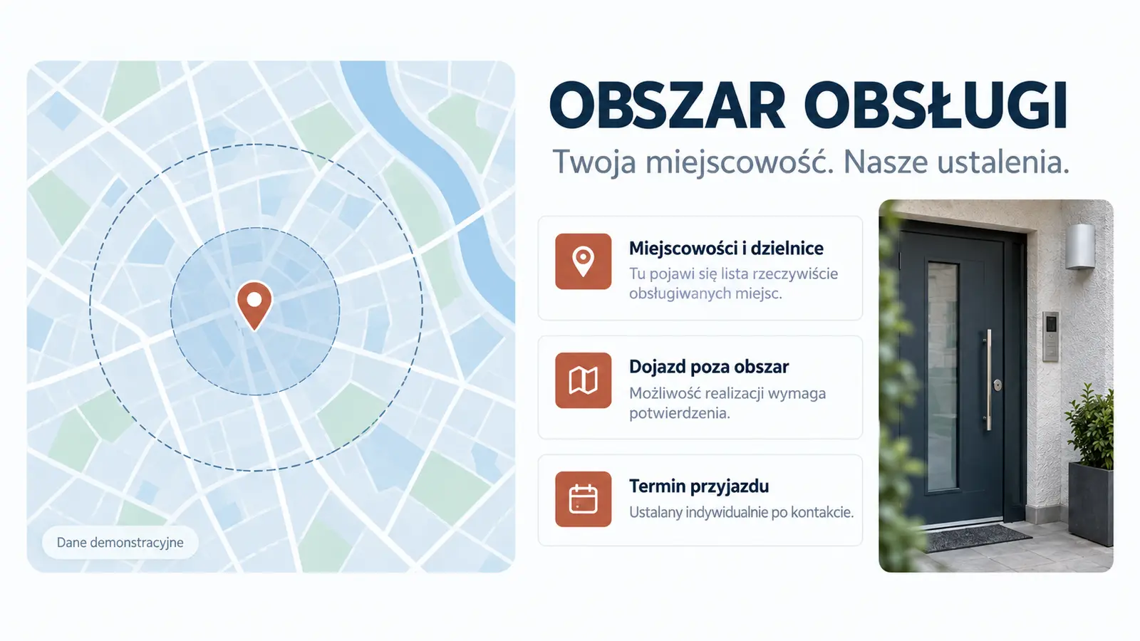 Projekt szablonu Lokalny dla ślusarza — sekcja Obszar obsługi