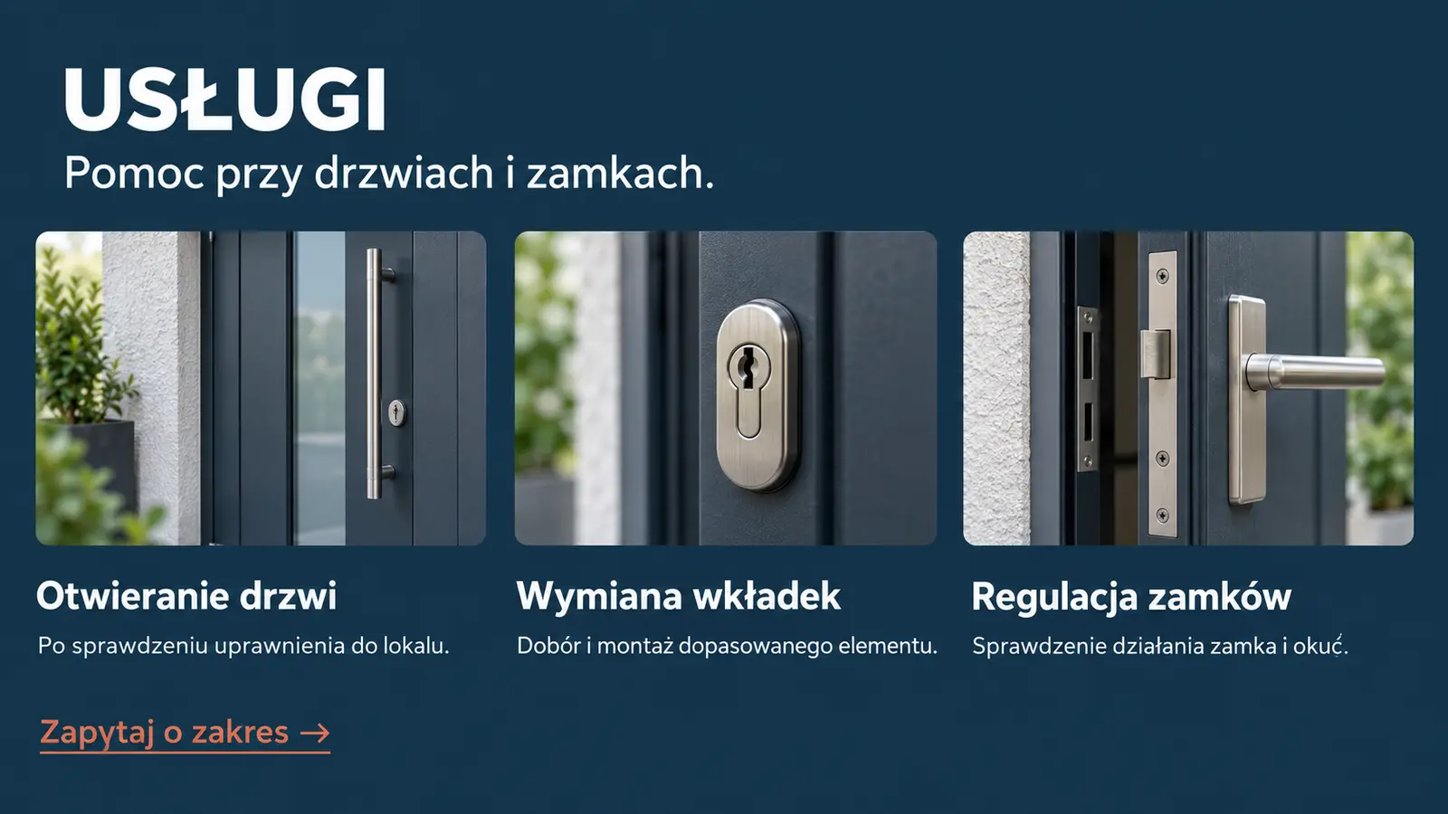 Projekt szablonu Lokalny dla ślusarza — sekcja Lokalny zakres usług