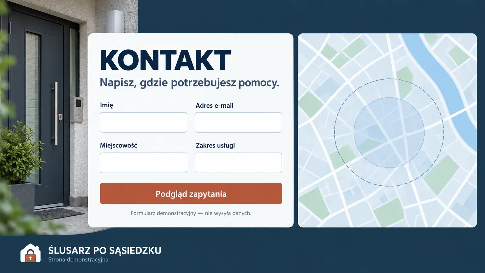 Projekt szablonu Lokalny dla ślusarza — sekcja Zapytanie z lokalizacją