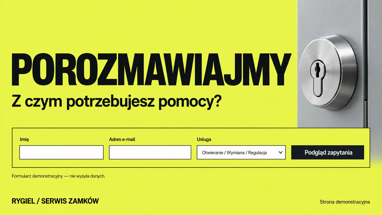 Projekt szablonu Nowoczesny dla ślusarza — sekcja Zapytanie