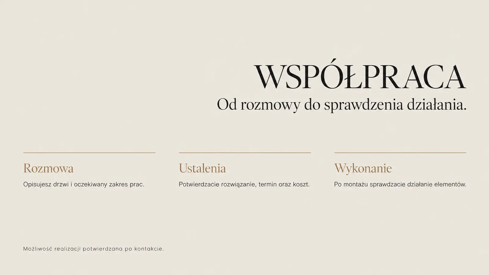 Projekt szablonu Premium dla ślusarza — sekcja Przebieg współpracy