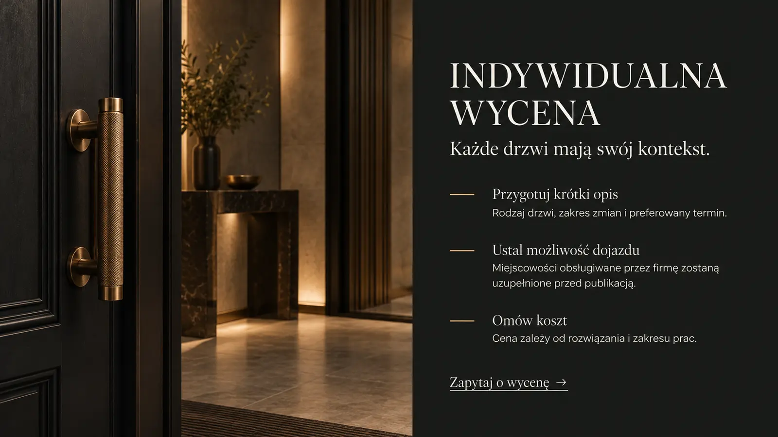 Projekt szablonu Premium dla ślusarza — sekcja Zapytanie o wycenę