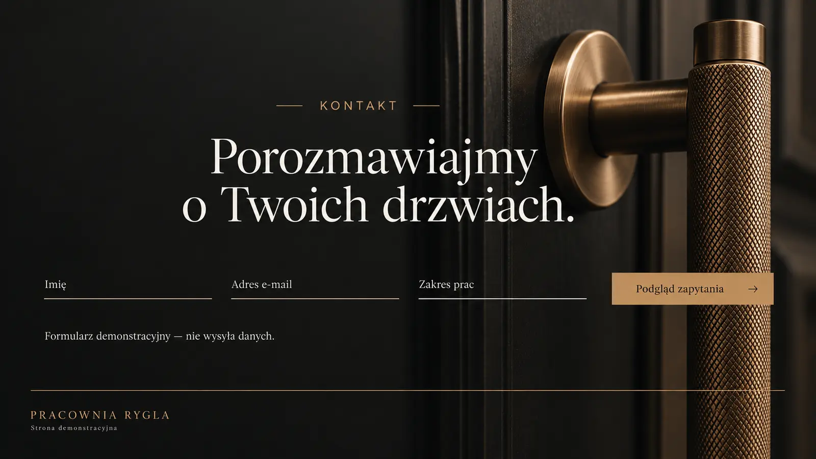 Projekt szablonu Premium dla ślusarza — sekcja Kontakt i stopka