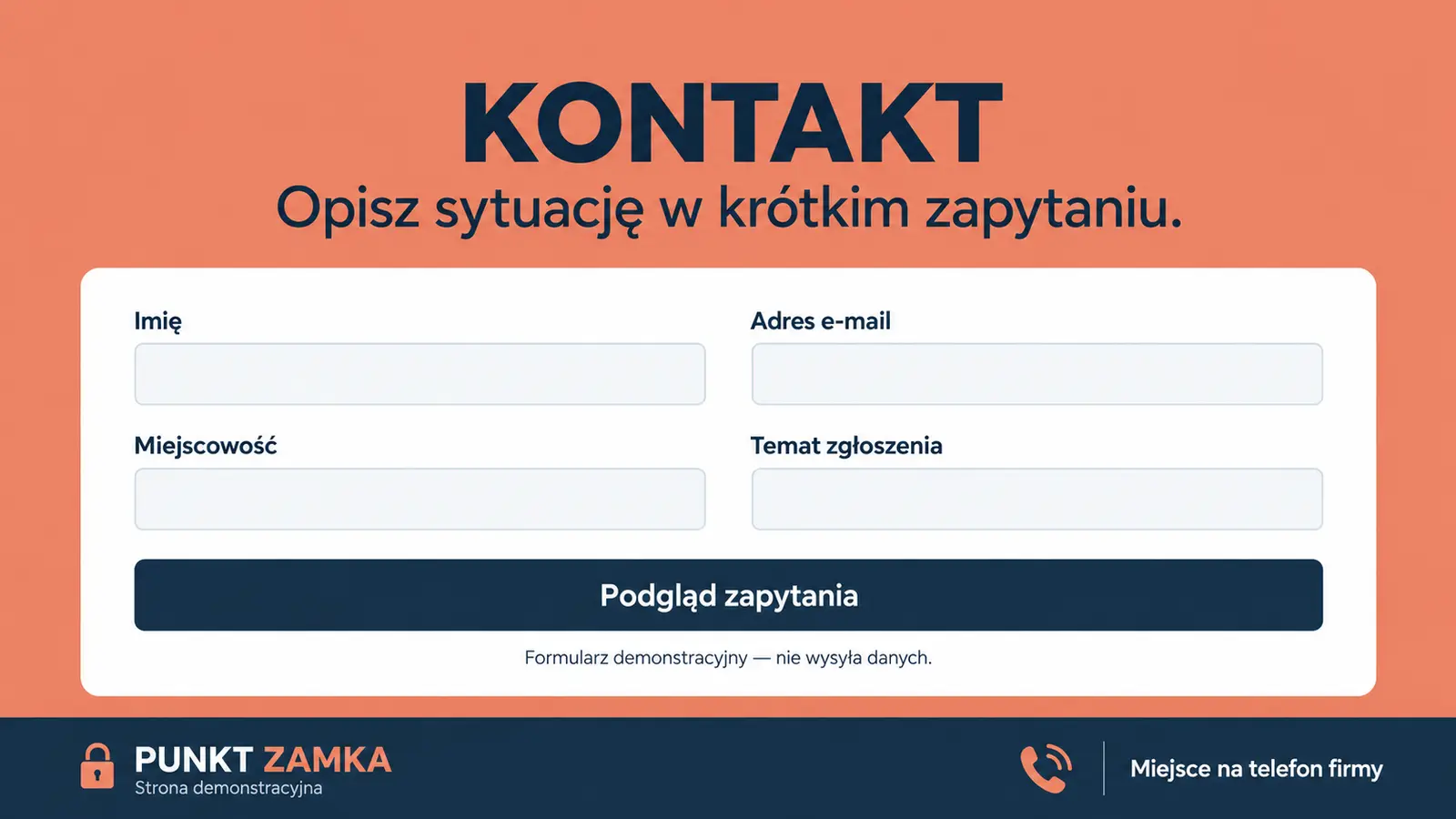 Projekt szablonu Szybki kontakt dla ślusarza — sekcja Zamknięcie kontaktowe