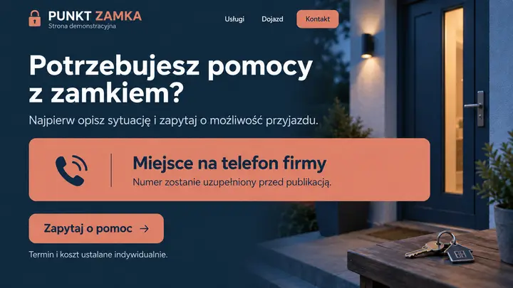 Projekt szablonu Szybki kontakt dla branży Ślusarz — pierwszy ekran