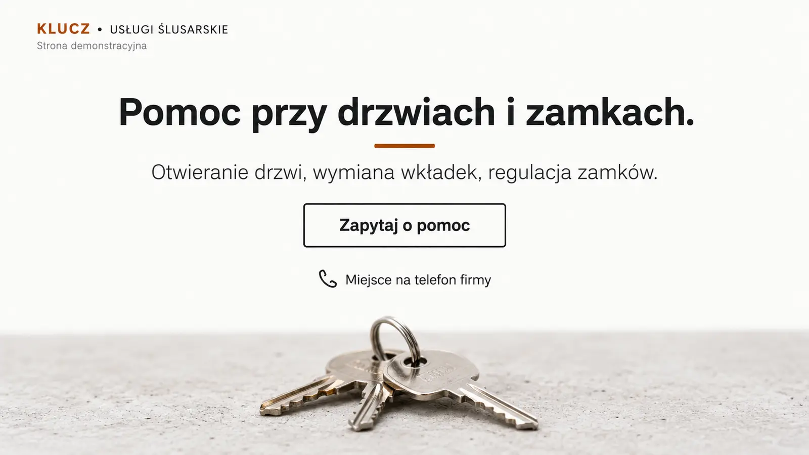 Projekt szablonu Wizytówka dla ślusarza — sekcja Wizytówka i kontakt