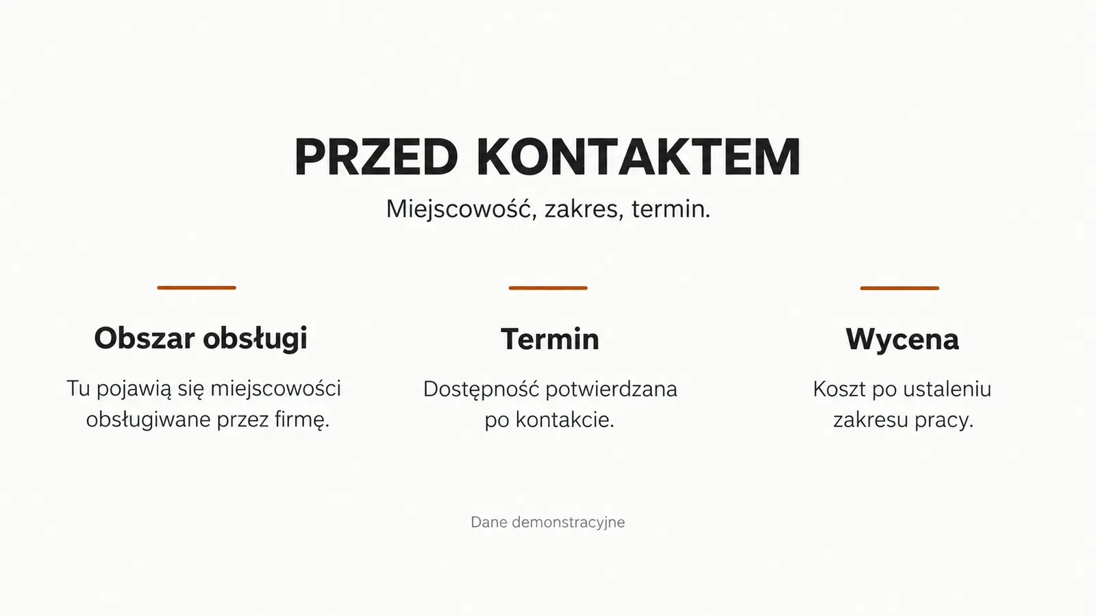 Projekt szablonu Wizytówka dla ślusarza — sekcja Praktyczne informacje
