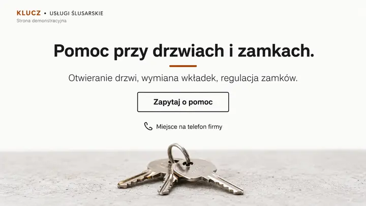 Projekt szablonu Wizytówka dla branży Ślusarz — pierwszy ekran
