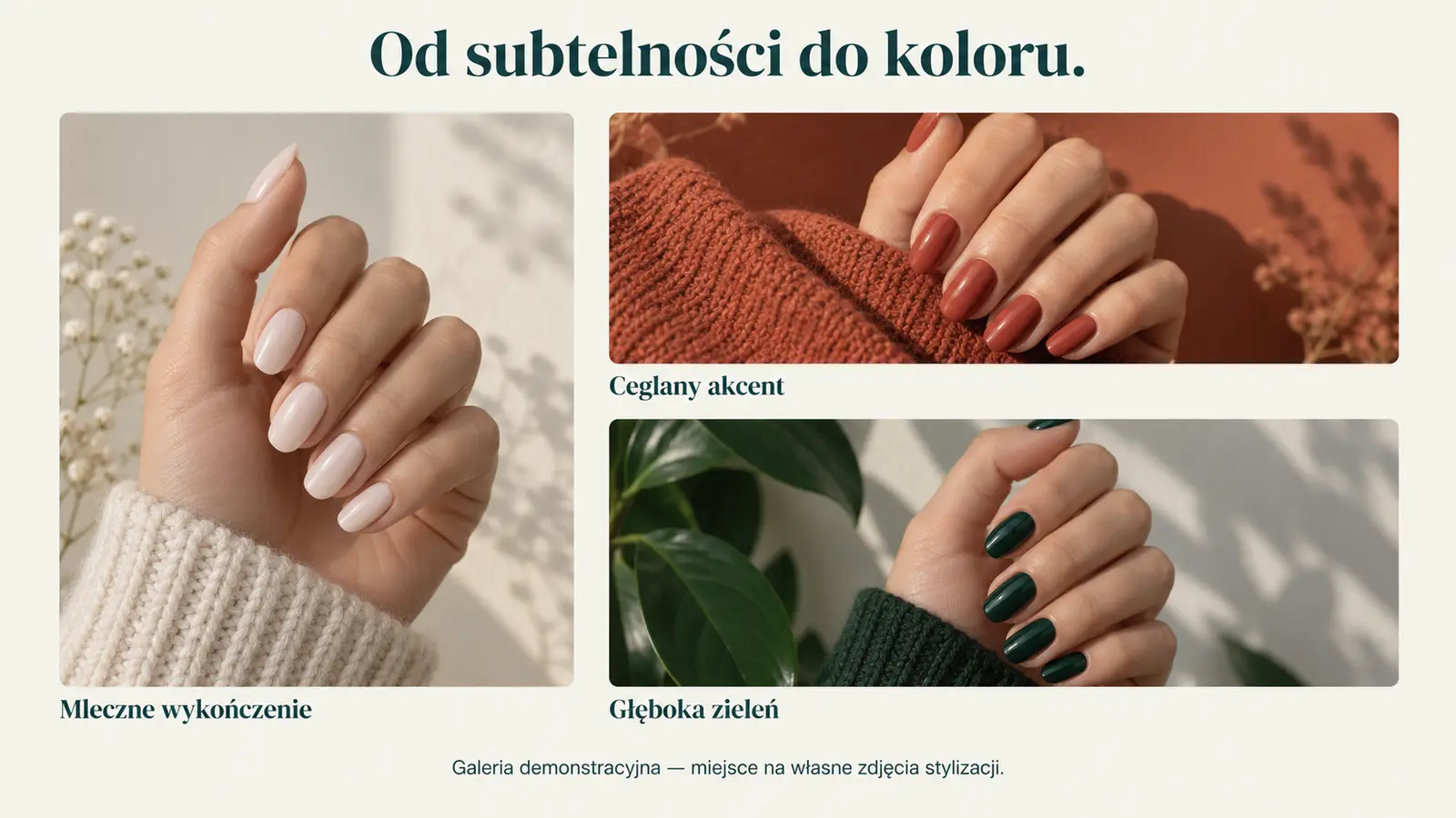 Projekt szablonu Galeria dla stylistki paznokci — sekcja Kolekcja inspiracji