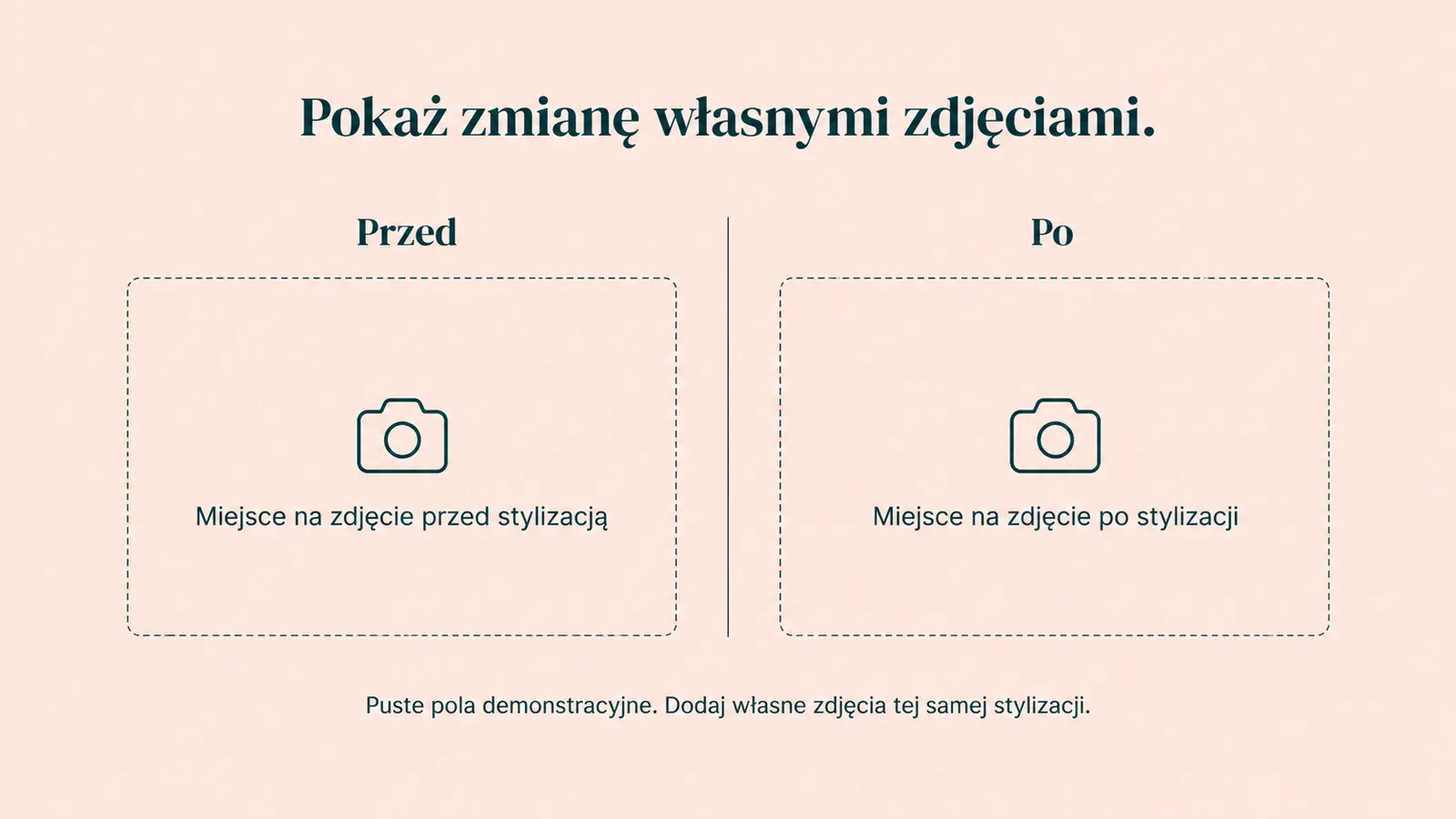 Projekt szablonu Galeria dla stylistki paznokci — sekcja Miejsce na własne porównanie