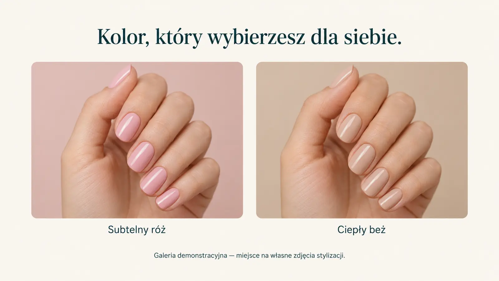 Projekt szablonu Lokalny dla stylistki paznokci — sekcja Inspiracje