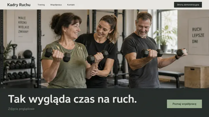 Projekt szablonu Galeria dla branży Trener personalny — pierwszy ekran