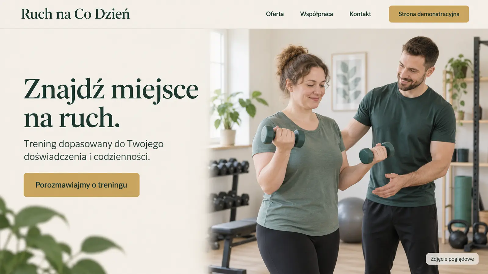 Projekt szablonu Klasyczny dla trenera personalnego — sekcja Wprowadzenie