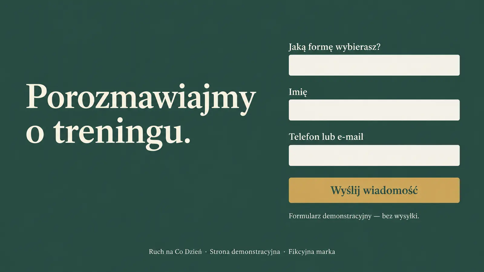 Projekt szablonu Klasyczny dla trenera personalnego — sekcja Kontakt