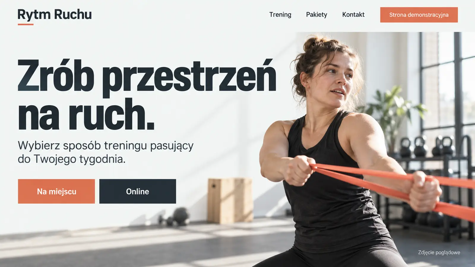 Projekt szablonu Nowoczesny dla trenera personalnego — sekcja Wybór formy