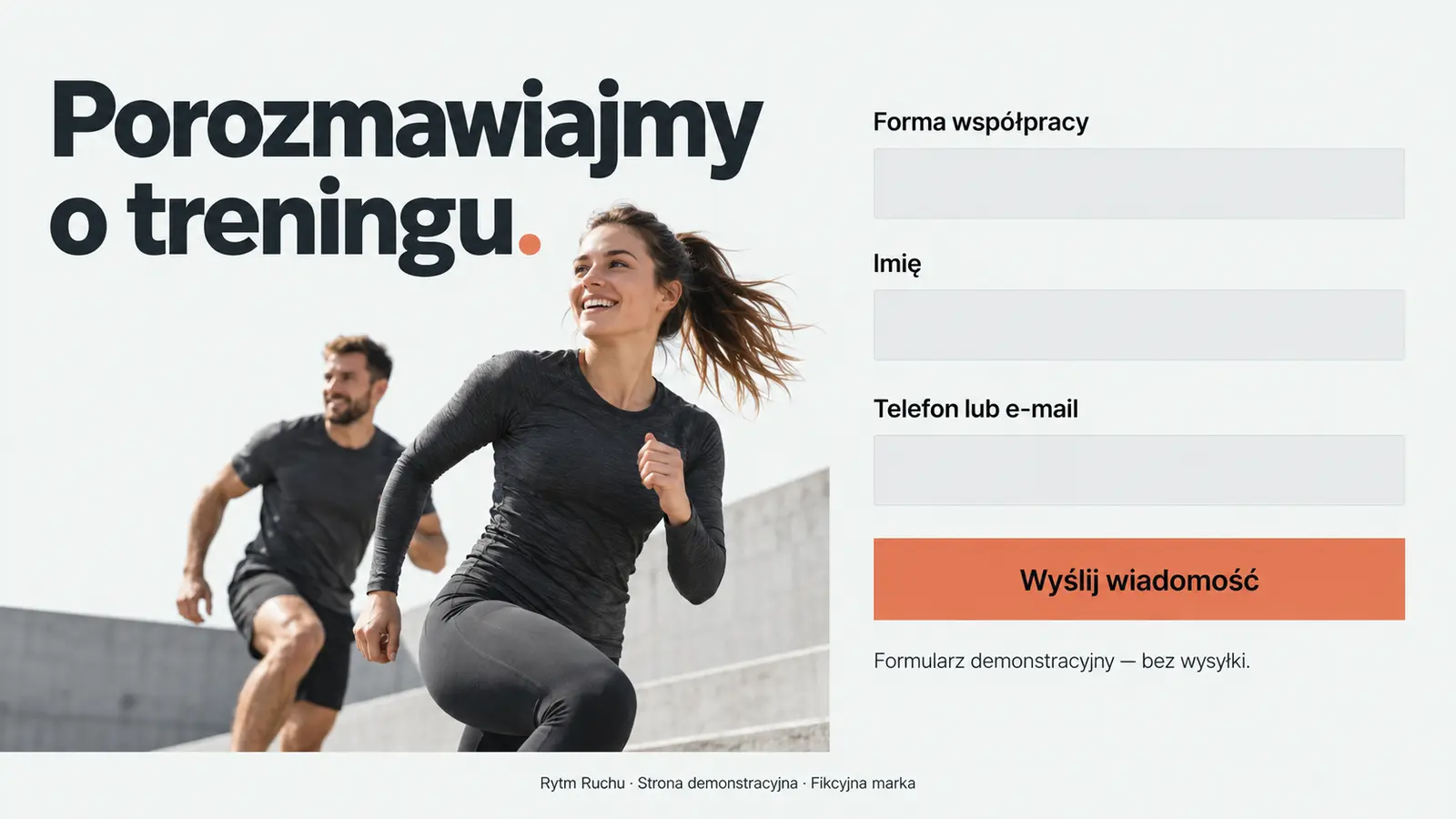 Projekt szablonu Nowoczesny dla trenera personalnego — sekcja Kontakt