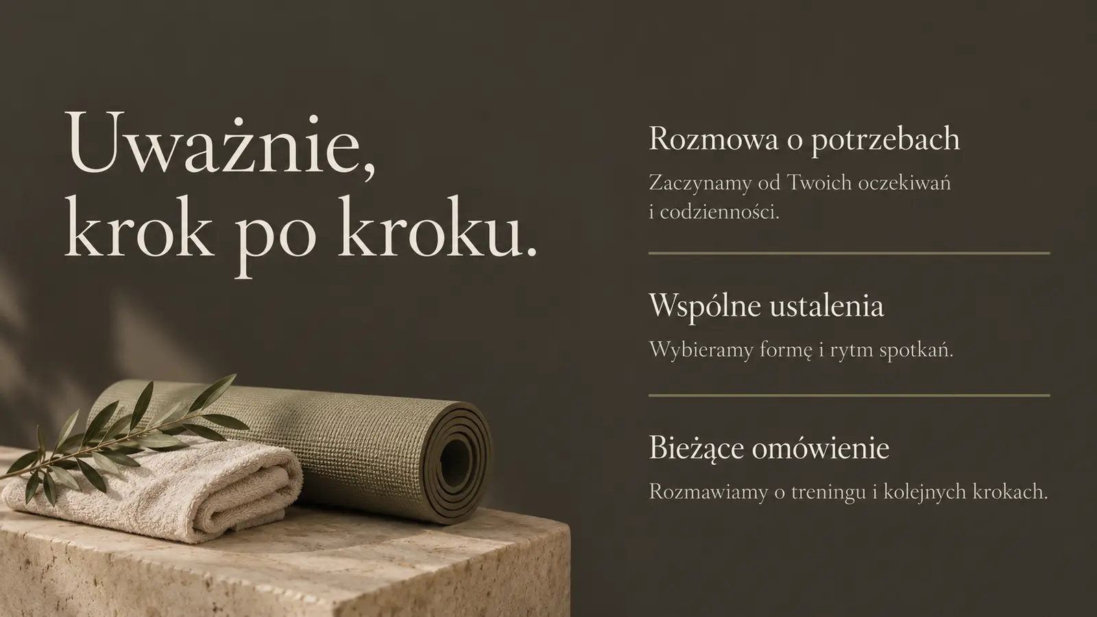 Projekt szablonu Premium dla trenera personalnego — sekcja Podejście