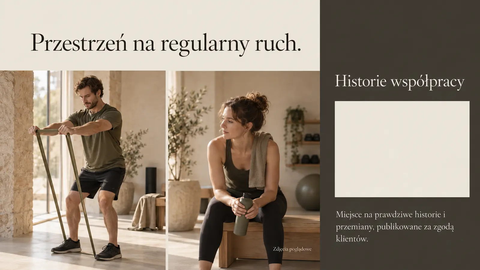 Projekt szablonu Premium dla trenera personalnego — sekcja Trening i historie