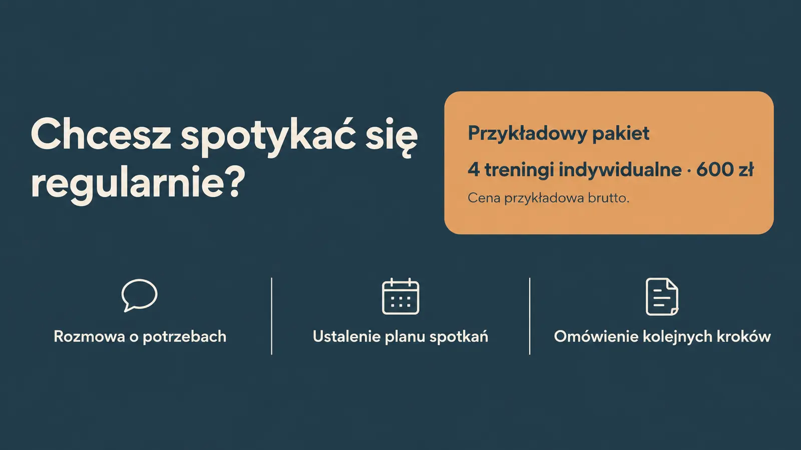 Projekt szablonu Rezerwacje dla trenera personalnego — sekcja Regularna współpraca