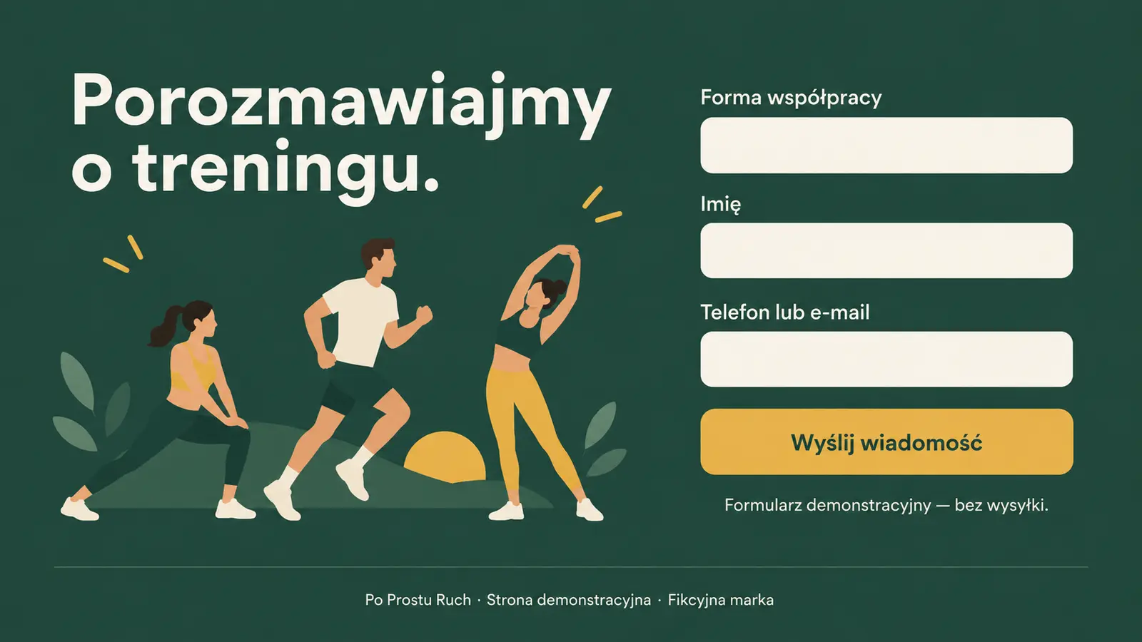 Projekt szablonu Wizytówka dla trenera personalnego — sekcja Napisz wiadomość