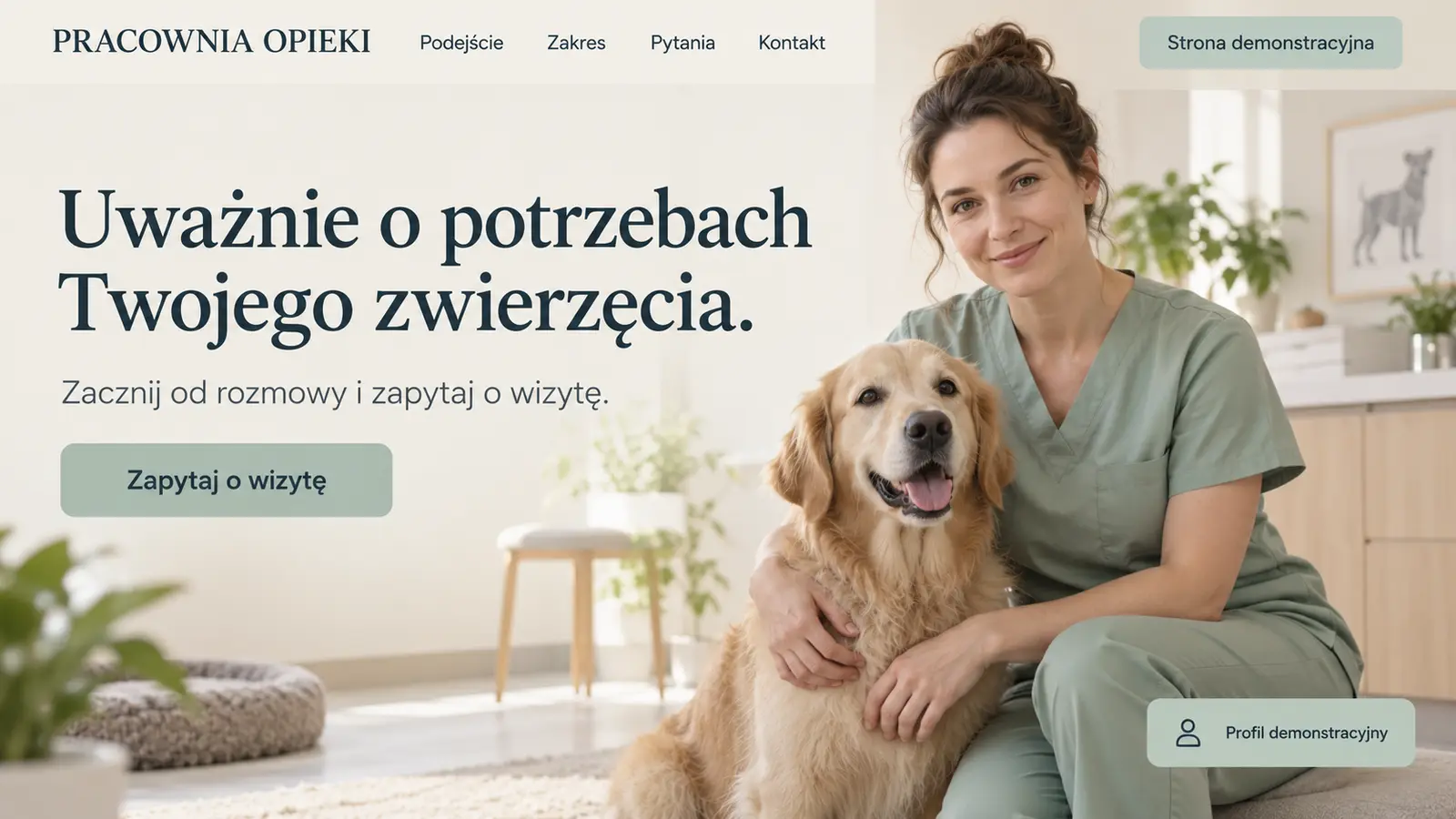 Projekt szablonu Ekspert dla gabinetu weterynaryjnego — sekcja Rozmowa
