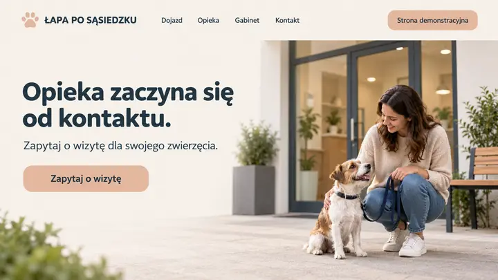 Projekt szablonu Lokalny dla branży Weterynarz — pierwszy ekran