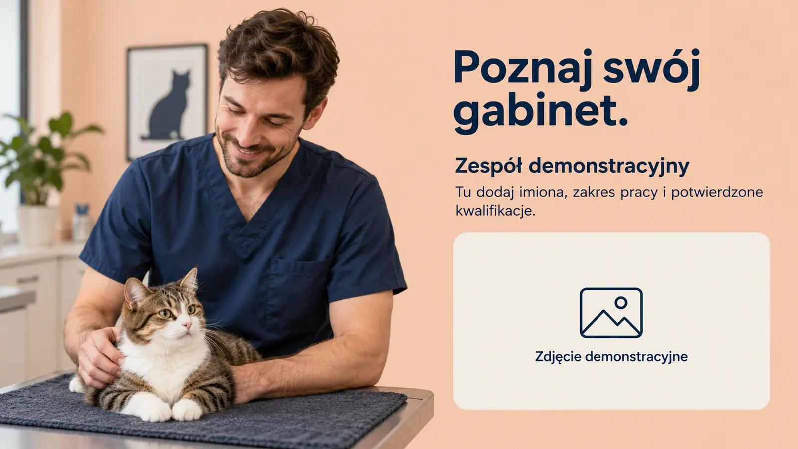 Projekt szablonu Szybki kontakt dla gabinetu weterynaryjnego — sekcja Zespół